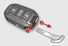 Access Back-up key Unlocking / Locking using the integral key with Keyless Entry and Starting 2 The integral key is used to lock and unlock the vehicle when the electronic key cannot
