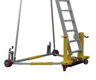 Fall-Arrest Application Pacakges & Options Ladder shown with Urethane Wheel Kit, 54 (1371 mm) Platform Assembly, Corner Extension Arms, Upper Platform Handrails and Fall-Arrest Tie-Off Post.