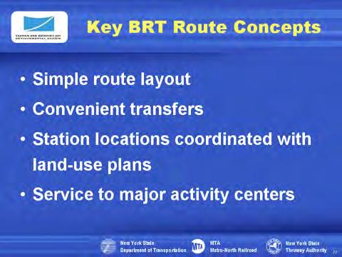 Several key features of the BRT route can influence the success of the system.