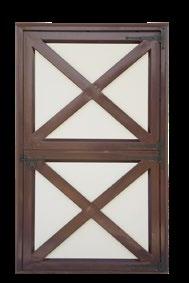 outside, facing the door This Tongue & Groove door can be painted or stained to match