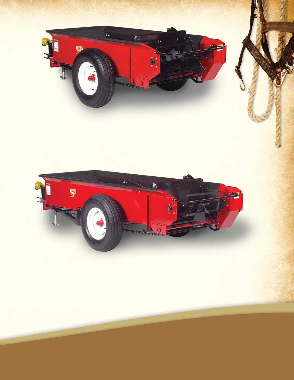 Model 57 (56 cubic feet, or 45 bushel capacity) For up to 10 horses Now you re stepping up to a small farm-sized manure spreader.