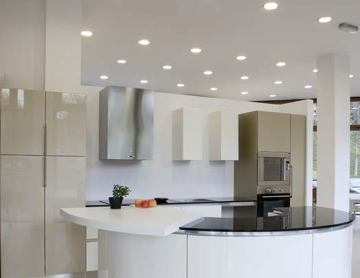 Choose from matt white and brushed aluminium finishes Integral LED Downlights are designed and built