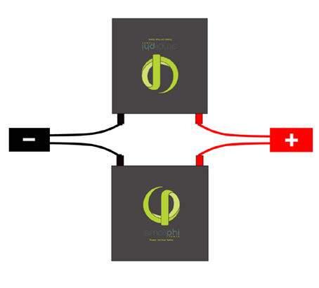 Figure 3.0 Two PHI 3.5 Batteries in Parallel Figure 3.0 represents two PHI 3.5 Batteries in Parallel. Wire lengths from PHI 3.