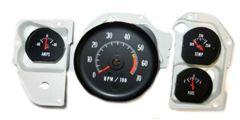Picture reflects the gauges in a clear cellophane plastic to keep dust off assembly. Tach is a 5000 red line. Fits 1971 and 1972 Chevelle, Monte Carlo & El Camino models. 1259.