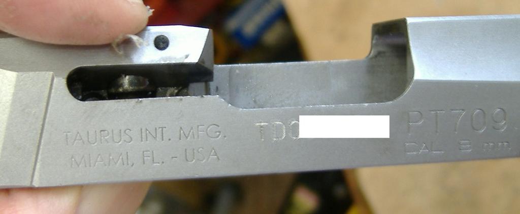 Here s a shot of the upper part of the firing-pin block with the extractor removed.