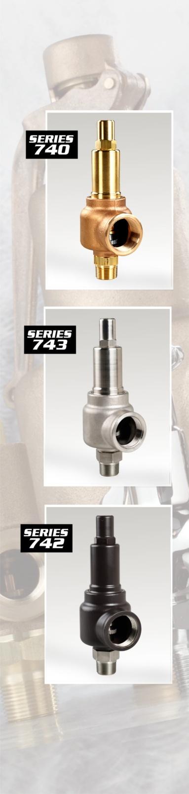 Series 740 Safety Valves Series 740 safety and relief valve is designed for accuracy and reliability. Engineered for heavy-duty industrial usage.