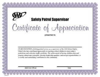 3276 Award of Merit Certificate (blank) Honor a safety patrol member with a