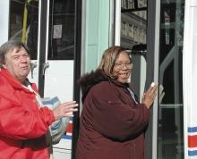 10:00 a.m. Patients take Transit Authority of River City (TARC) buses to a dialysis center in Louisville.
