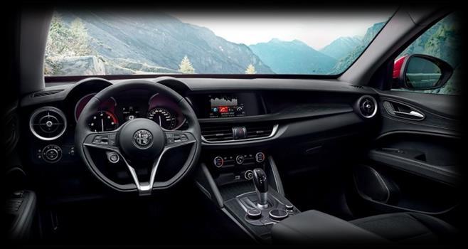 Stelvio: Key standard equipment Lane departure warning (LDW) Forward collision warning (FCW) 6 Airbags (2 front, 2 side, 2 curtain) w/ pass. airbag deactivation Integrated braking system (IBS) incl.