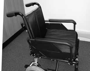 Secure the seat cushion Place the seat cushion onto the wheelchair, with the zip towards the back of the seat and the angled edge