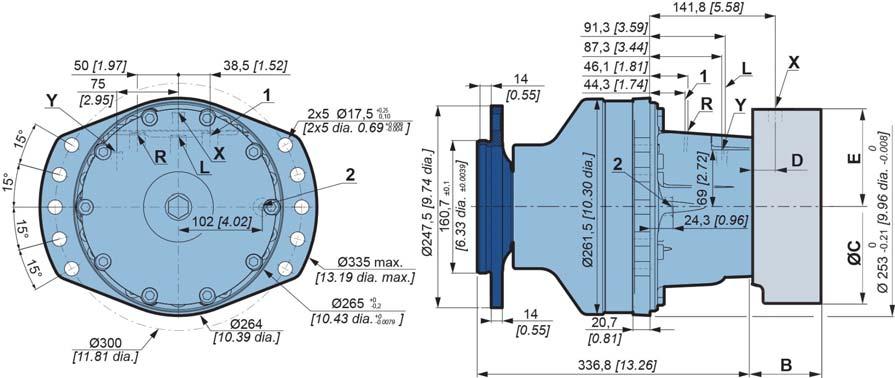 ] Modularity and Model code imensions for HighFlow (111) 2-displacement motor 6 kg [132 lb] 79 ] Valvg systems Options Brake and hydrobases