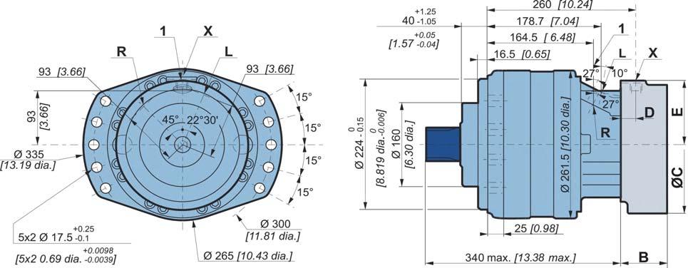 SHAFT MOTOR OCLAIN HYRAULICS Modular hydraulic motors MS8 - MSE8 SHAFT MOTOR CLASSIC imensions for Classic (2A5) 1-displacement motor 62 kg [136 lb] 8 kg [176 lb] 1,5 L [9
