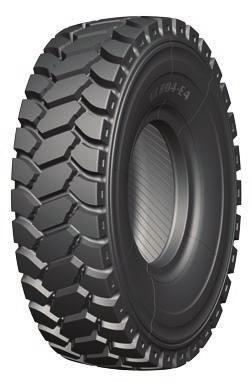 00R25 GLR04 GLR18 /E-4 EARTHMOVER TREAD DESIGNS AND APPLICATION Big rock tread with excellent traction and handling performance.