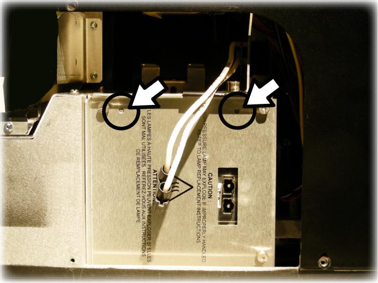 3. Lamp replacement in SIM 7C, SIM7D and SIM 7Q Image 3-15 Lamp door: positioning points & holes Image 3-16 Lamp door: positioning holes 2.