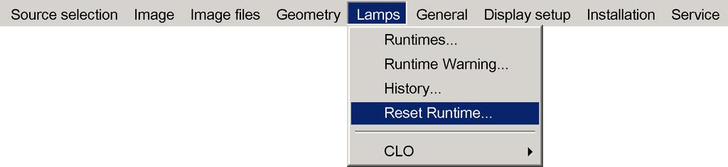 5. Resetting the lamp runtime 5. RESETTING THE LAMP RUNTIME 5.1 Reset the lamp runtime Necessary tools No tools. When to reset the lamp runtime?
