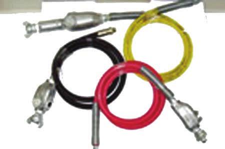 29 Hose Whip Assemblies with Lubricators All USA made components 300# working pressure Absolute oil resistance Solid band clamps Equipped with spring guard at tool end Standard 6' length Part No.