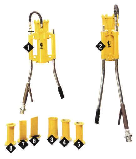 7 Post Drivers: PD-39 & PD-45, PD-55 1 70006 2 70016 PD-39 Light Weight Medium Duty Post Driver with a 3-5/8" I.D. Master Chuck, uses 42 CFM @ 90PSI. Approx. Wt. 39 lbs.