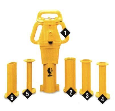 75 lbs/ft Posts $135 8 70338 Channel Post Chuck Adapter - 1.2 to 1.5 lbs/ft Posts $135 PD-45 1 70012 Light Duty Post Driver with a 3" I.D. Master Chuck, uses 30 CFM @ 90PSI. Approx. Wt. 46 lbs.