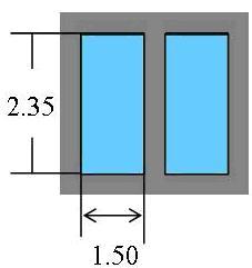 Figure 24: Second-generation cold plate channel dimensions in millimeters The second reason the channels were smaller in the secondgeneration cold plate was to meet the stretch goal for maximum