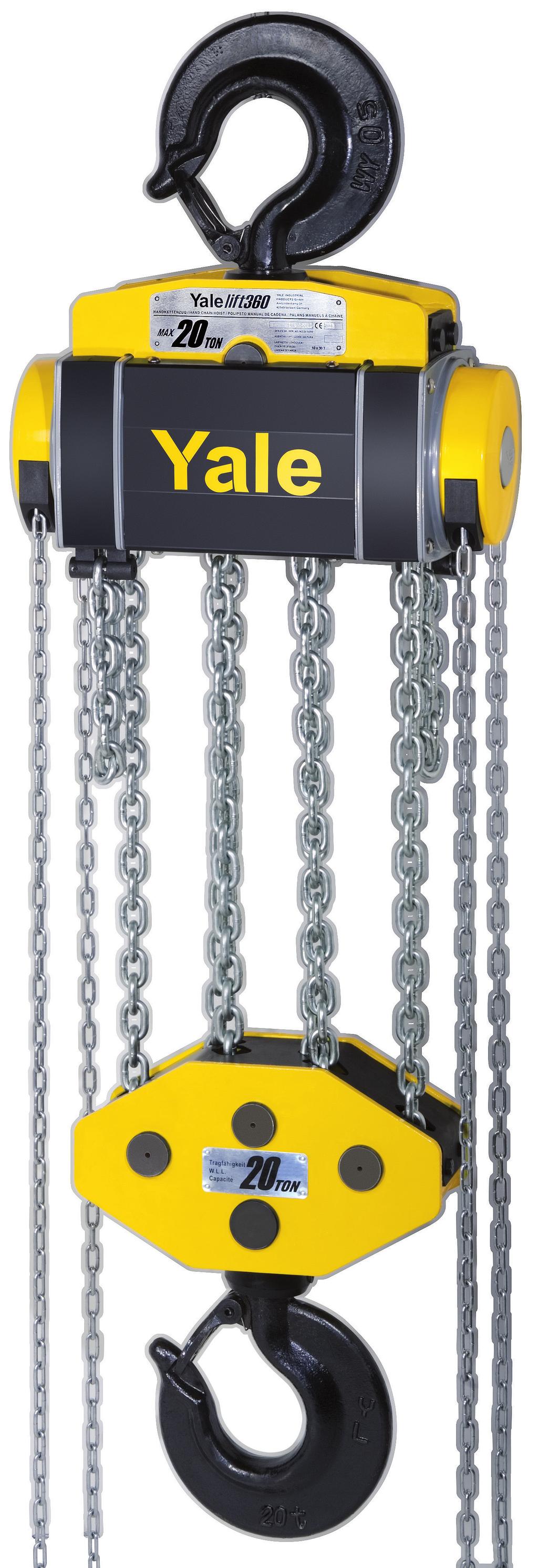 The hardened load sheave with five precision machined pockets ensures accurate movement of the load chain. The low headroom (hook-to-hook dimension 1010 mm) allows maximum use of the lifting height.