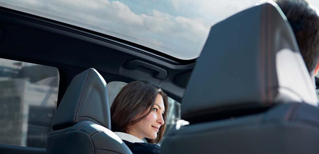 Upgrade to leather trim** or enjoy enhanced comfort from our massage function*. Thanks to a large panoramic glass roof*, passengers will enjoy the world outside.