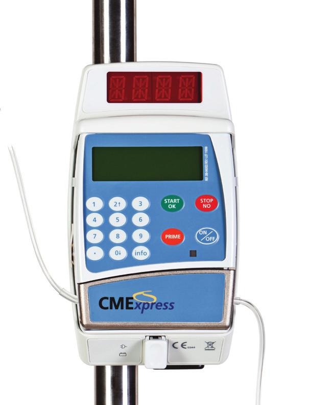 CMExpress Trim the complexity and cost of infusion therapy using the CMExpress Infusion ump from CME. This stationary pump is designed especially for the oncology infusion suite or outpatient clinic.