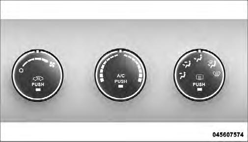 CLIMATE CONTROLS Manual Air Conditioning and Heating System The controls for the manual system in this vehicle contain
