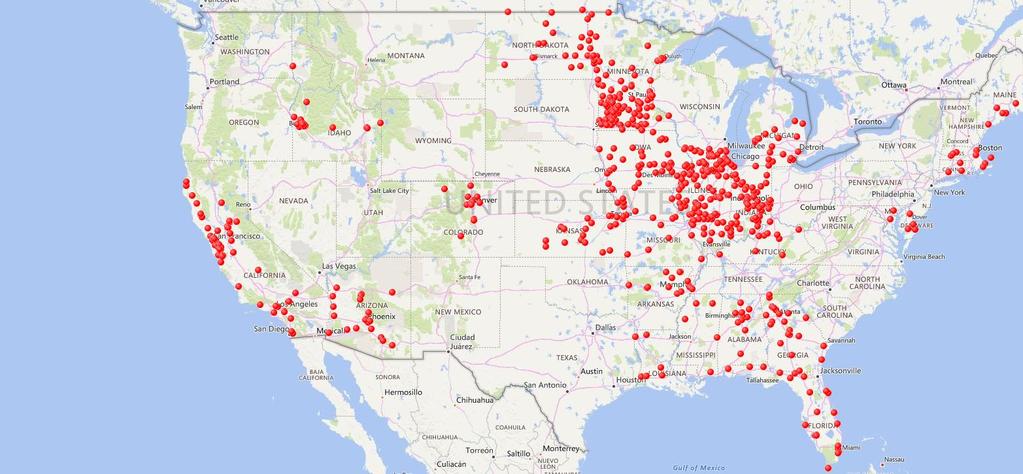 U.S. Biodiesel Retail Locations 1087 retailers in total 122 retailers