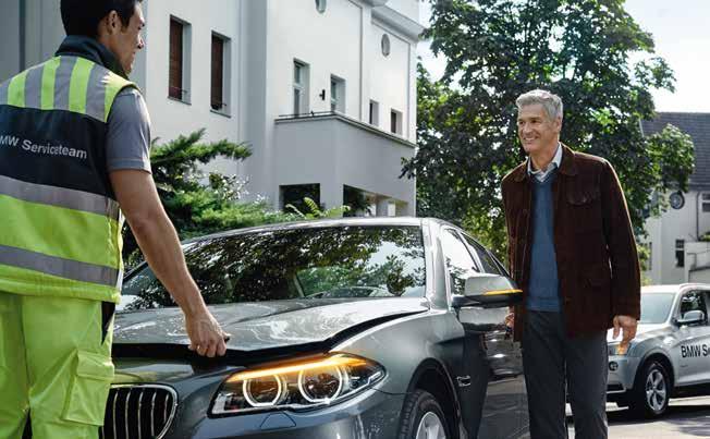 6 7 BMW MOBILITY SERVICES HELP ARRIVES RIGHT ON TIME. BMW ROADSIDE ASSISTANCE ON THE SCENE. Once you ve contacted BMW Roadside Assistance, just relax.