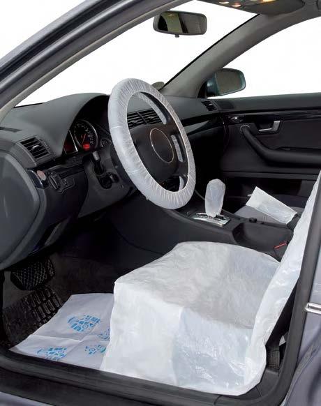 - 82 x 130mm 13 micron Polythene steering wheel cover.
