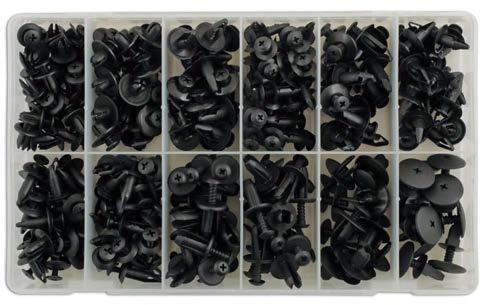 340pc Fir Tree Fixings Assortment Plastic fir tree fixings are automotive fasteners replacement trim clip suitable for Ford, GM, Mazda, Nissan, Audi, VW or general automotive use.