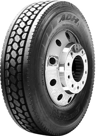 ADH Premium drive axle tire for long-haul applications offering increased mileage and resistance against uneven wear