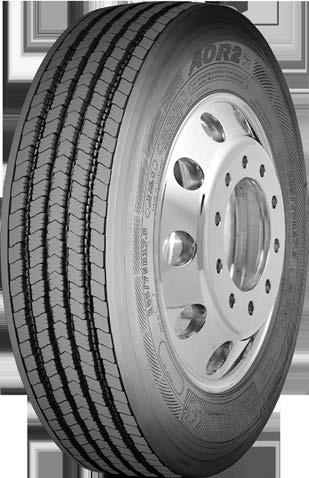 AOR2* NEW All Position tire for long-haul and regional applications offering enhanced steering and prolonged tire life Five-rib pattern maximizes surface contact and bears load evenly Wider, unique