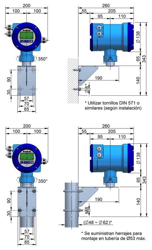 Electromagnetic flowmeters Series FLOMAT MX4 converter Technical data IP67 coated aluminium enclosure Programming via front push buttons 128 x 64 graphic display Linearity: ±0.2% f.s. Repeatability: ±0.
