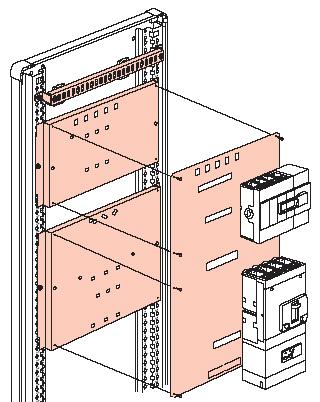 free-standing - 20237 for DPX 630 calibrated 400 A vertical assembly in cable compartment - Fixed version devices on plate in vertical position - 20205 For 1 to 2 DPXIS 250-20207 For 1DPXIS 630-20210