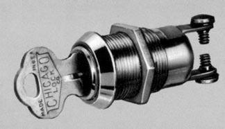 SWITCH LOCKS Single Pole, Single Throw C4073 SERIES Ace II Lock Assembly. Maintaining contact switch operated by manually rotating inserted key 90 clockwise from open to closed position.