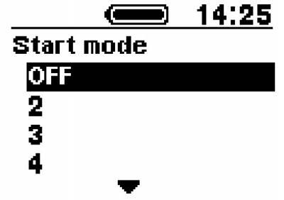 Start mode Set the start gear when using start mode function. 1. Press the -X or -Y to move the cursor to the item you want to configure.