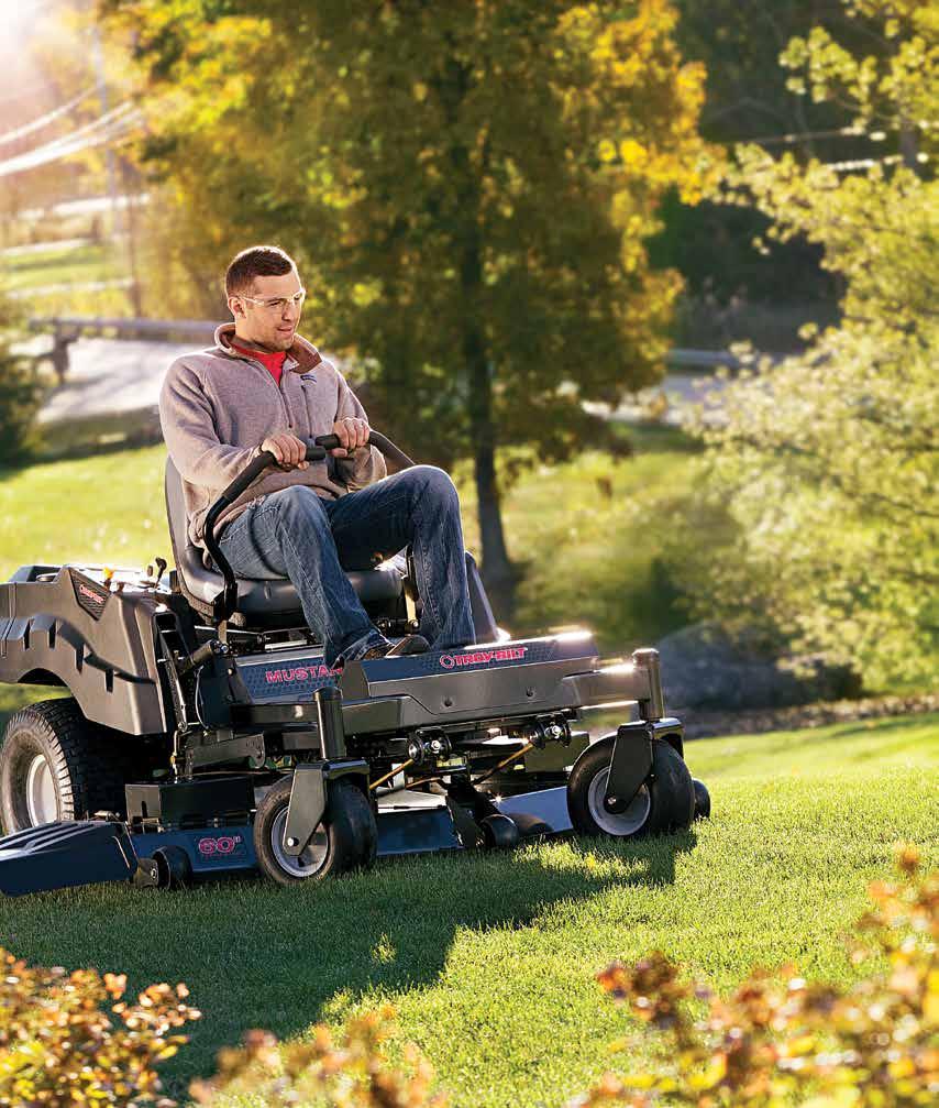 This maneuverability greatly reduces the time it takes to cut larger yards and around obstacles.