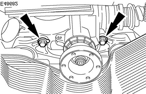 Use the special tool HTJ200-2, to support the rear drive axle/differential (Illustration 6). 20. Remove the rear drive axle/differential rear retaining bolt (Illustration 7).