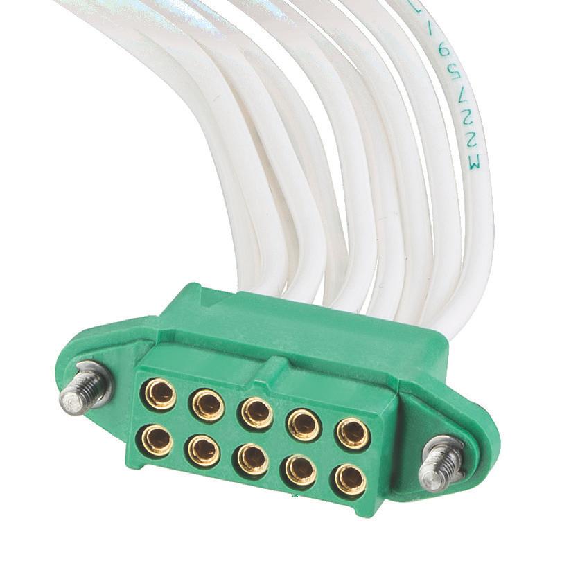 onnectors Female able ssemblies 4-finger eryllium opper contact. No. 1 position identified on moulding. 10 current capacity, resists high vibration and shock.