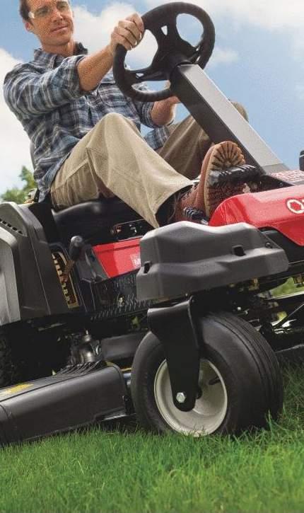17ARCBDT066 17ARCBDW066 Zero-turn mowers are controlled by two lap bars or a steering wheel that independently controls the speed and direction of the rear wheels.