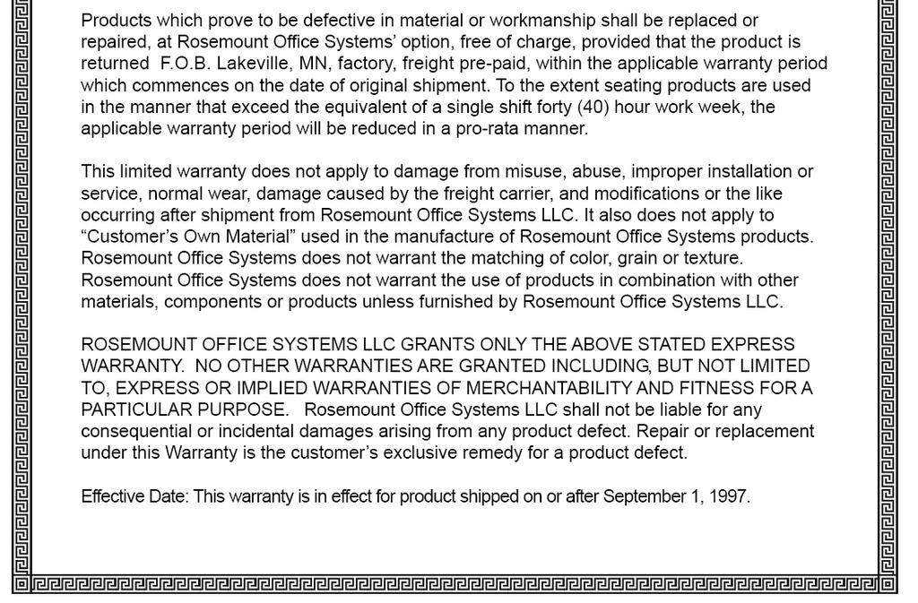 4 Perpetual Enterprises, Inc. WARRANTY STATEMENT A. The following warranty applies to products manufactured by Perpetual Enterprises, Inc.