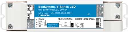 The Eco 5-Series LED driver is built on the Eco platform, which guarantees dimming performance with Lutron control systems and provides an affordable solution for smooth, flickerfree dimming from 00%