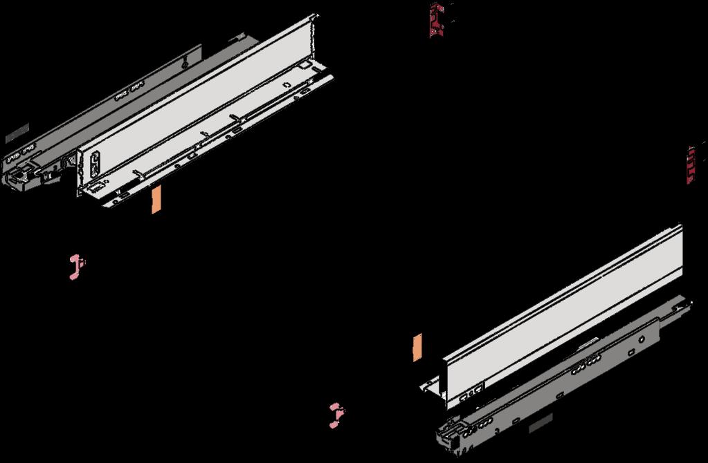 BOM COMPONENTS: pure FOR STANDARD M-HEIGHT DRAWERS 4 1 5 3 2 6 Key BOM Component 1 Cabinet Profiles (Left and Right) 2 Drawer
