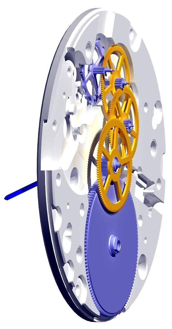 Simulation of a mechanical watch Analysis of the running behavior due to the small dimensions no comprehensive measurements are possible Clockwork: not constant ratio, permanent acceleration of all