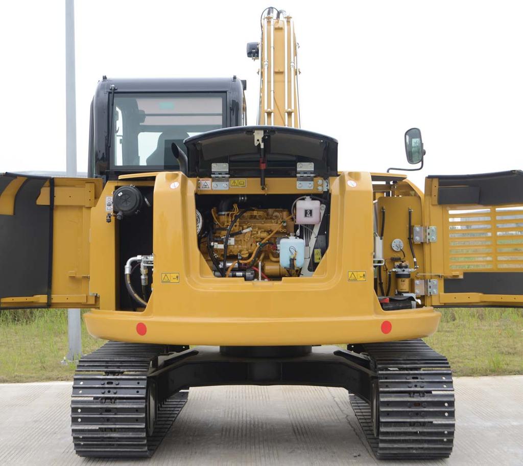 Engine Clean, quiet and efficient Efficient Engine and Load Sensing Hydraulics The 308E uses a fuel efficient Cat C3.3 DI engine with a net power rating of 46.8 kw.