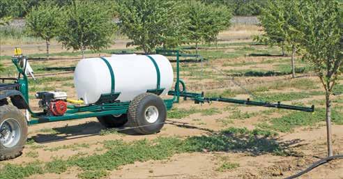 This package comes standard with an adjustable orchard spray boom, spray controls and a hand gun and hose kit.