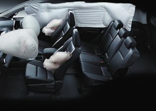 Safety, quality and beauty SRS Airbags Developed for the driver and front passenger seats, SRS side airbags and SRS curtain-shield airbags help