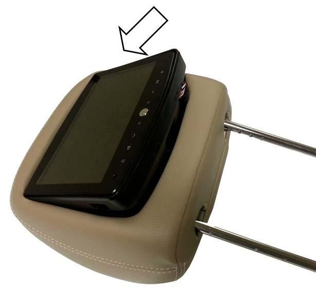 6) Mounting the AV8900H electronics into the headrest bucket The following steps will guide you through this process. CAUTION! Do NOT press directly on the surface of the LCD screen.
