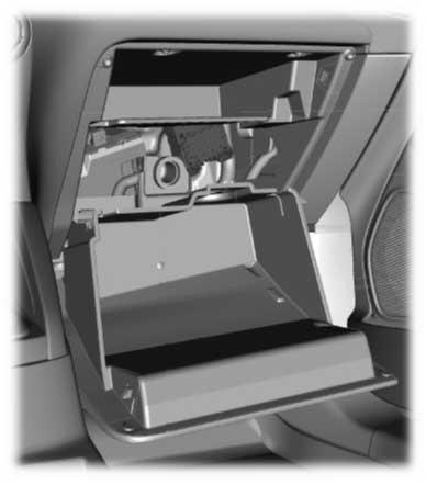 Open the glove box and empty the contents. 2. Remove the four screws and then remove the shelf in the glove box. 3.